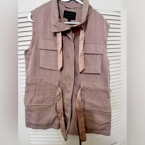 All Saints Beige Vest With Satin Back and Pockets Like New